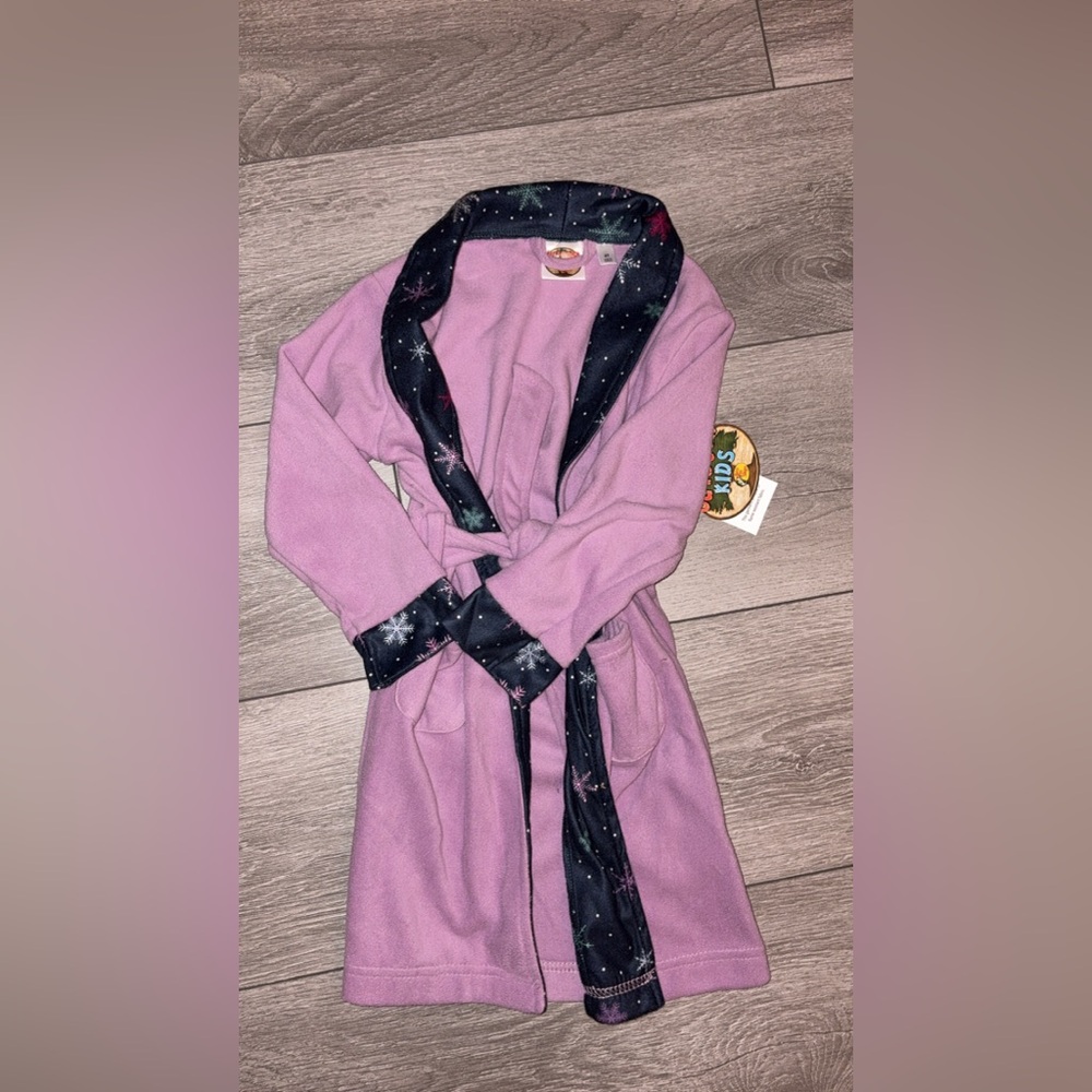 Bass Pro Shop Outdoor Kids Size 3T Fleece Robe Purple & Snowflake New W Tags
